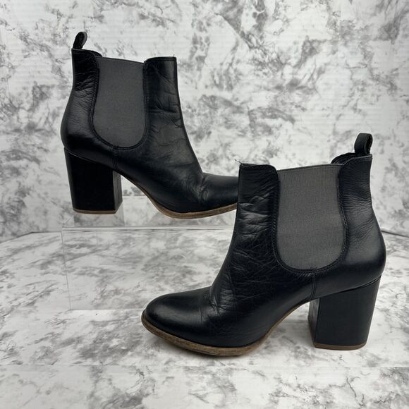 Elk Womens Black Leather Ankle Boots Size 38/7.5 - 8 Block Heel Garmentory - Picture 3 of 7